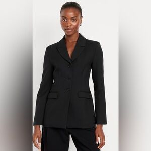 NWTS🌹SZ M🌹THE OCCASION BLACK FITTED PEPLUM 3 BUTTON FRONT BLAZER SUIT JACKET